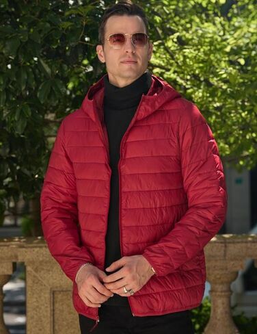 COOFANDY Mens Packable Puffer Jacket Lightweight Hooded Insulated Winter Coat Windproof Zipper Down Jacket in Saudi Arabia