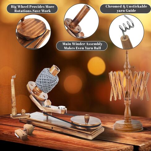 Brainmart Wooden Table Top Yarn Swift, Antique Beechwood Crocheting & Knitting Craft Accessory for Yarn Winding, Handcrafted Beechwood Swift for Knitters & Crafters in Kuwait