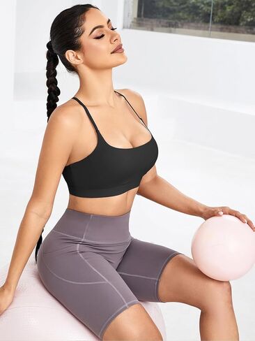 RUNNING GIRL Y-Back Sports Bras for Women, Medium Impact Wirefree Padded Bra Workout Crop Top Longline Sports Bra Push up in Kuwait