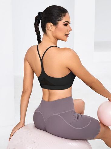 RUNNING GIRL Y-Back Sports Bras for Women, Medium Impact Wirefree Padded Bra Workout Crop Top Longline Sports Bra Push up in Kuwait