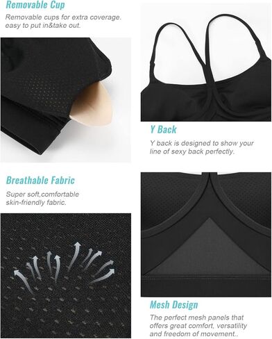 RUNNING GIRL Y-Back Sports Bras for Women, Medium Impact Wirefree Padded Bra Workout Crop Top Longline Sports Bra Push up in Kuwait