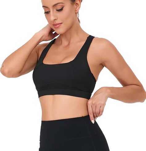 RUNNING GIRL Y-Back Sports Bras for Women, Medium Impact Wirefree Padded Bra Workout Crop Top Longline Sports Bra Push up in Saudi Arabia