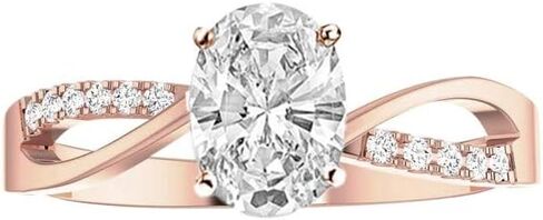 14K White Gold 3.08 Carat LAB GROWN DIAMOND Elegant Twisting Split Shank Oval Cut Diamond Engagement Ring (E-F Color VS2-SI1 Clarity 3 Ct Center) in Saudi Arabia