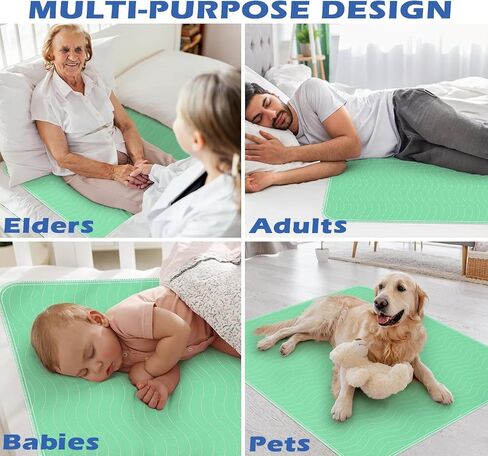 SAPPHIRE HOME Washable Reusable Underpads 2 Pack, Bed Pads Washable Waterproof, Extra Thick Washable Pee Pads for Dogs, Ultra Absorbent Incontinence Bed Pads for Adults, Kids, and Pets 34''x36'' in Saudi Arabia