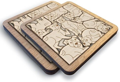 02 Corgi Dog Coaster - مجموعة قواعد خشبية لأحجية كلب فصيل كورجي - سجادات مشروبات متشابكة مع تصميم مقطوع بالليزر لمحبي فصيل كورجي (كلب فصيل كورجي) in Kuwait