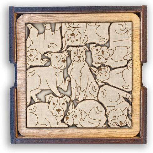 02 Corgi Dog Coaster - مجموعة قواعد خشبية لأحجية كلب فصيل كورجي - سجادات مشروبات متشابكة مع تصميم مقطوع بالليزر لمحبي فصيل كورجي (كلب فصيل كورجي) in Kuwait