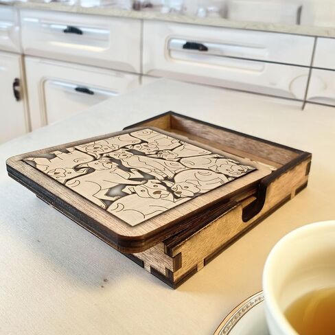 02 Corgi Dog Coaster - مجموعة قواعد خشبية لأحجية كلب فصيل كورجي - سجادات مشروبات متشابكة مع تصميم مقطوع بالليزر لمحبي فصيل كورجي (كلب فصيل كورجي) in Kuwait