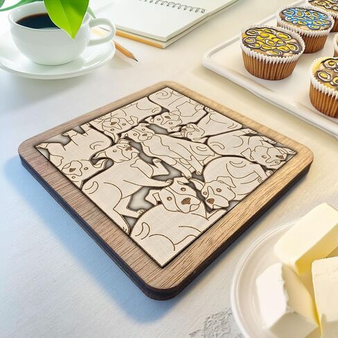 02 Corgi Dog Coaster - مجموعة قواعد خشبية لأحجية كلب فصيل كورجي - سجادات مشروبات متشابكة مع تصميم مقطوع بالليزر لمحبي فصيل كورجي (كلب فصيل كورجي) in Kuwait