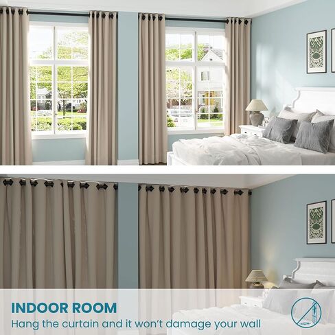 ALLZONE Heavy Duty Tension Curtain Rod for Window, 83-123 Inches, Room Divider with Adjustable Pole for Patio, Bedroom, Balcony, Hold Up Blackout Curtains and Non-Slip, Solid, Black in Saudi Arabia