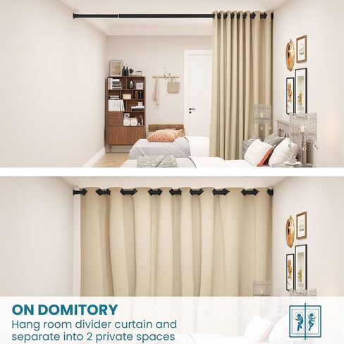 ALLZONE Heavy Duty Tension Curtain Rod for Window, 83-123 Inches, Room Divider with Adjustable Pole for Patio, Bedroom, Balcony, Hold Up Blackout Curtains and Non-Slip, Solid, Black in Saudi Arabia