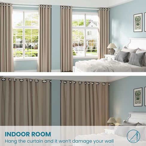 ALLZONE Heavy Duty Tension Curtain Rod for Window, 83-123 Inches, Room Divider with Adjustable Pole for Patio, Bedroom, Balcony, Hold Up Blackout Curtains and Non-Slip, Solid, Black in Saudi Arabia