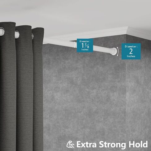 ALLZONE Heavy Duty Tension Curtain Rod for Window, 83-123 Inches, Room Divider with Adjustable Pole for Patio, Bedroom, Balcony, Hold Up Blackout Curtains and Non-Slip, Solid, Black in Saudi Arabia