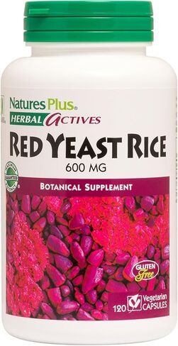 أرز الخميرة الحمراء من Natures Plus Herbal Actives - 600 مجم، 120 كبسولة نباتية - نباتي، خالي من الغلوتين - 120 وجبة in Kuwait