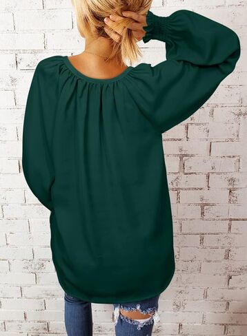 Dokotoo Womens Blouses Fashion Long Sleeve V Neck Casual Chiffon Shirts Tops Summer Outfits Clothes 2024 in Saudi Arabia