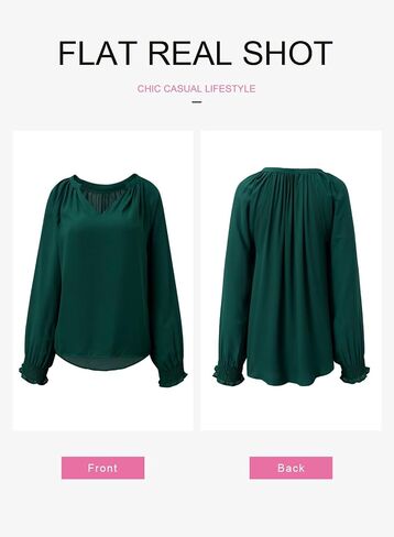 Dokotoo Womens Blouses Fashion Long Sleeve V Neck Casual Chiffon Shirts Tops Summer Outfits Clothes 2024 in Saudi Arabia