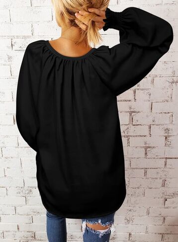 Dokotoo Womens Blouses Fashion Long Sleeve V Neck Casual Chiffon Shirts Tops Summer Outfits Clothes 2024 in Saudi Arabia