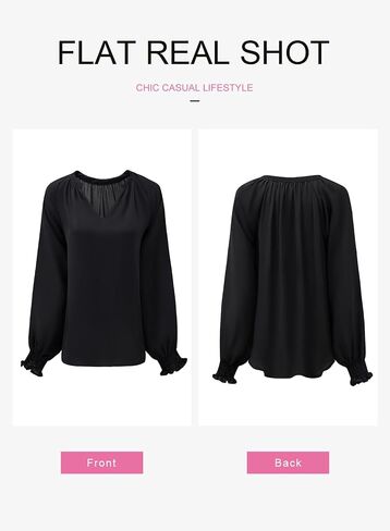 Dokotoo Womens Blouses Fashion Long Sleeve V Neck Casual Chiffon Shirts Tops Summer Outfits Clothes 2024 in Saudi Arabia