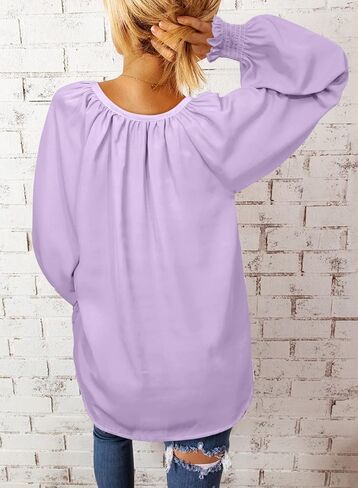 Dokotoo Womens Blouses Fashion Long Sleeve V Neck Casual Chiffon Shirts Tops Summer Outfits Clothes 2024 in Saudi Arabia