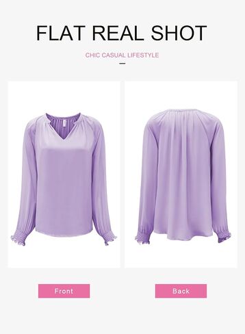 Dokotoo Womens Blouses Fashion Long Sleeve V Neck Casual Chiffon Shirts Tops Summer Outfits Clothes 2024 in Saudi Arabia