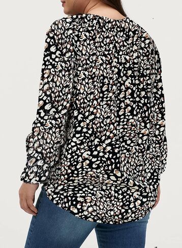 Eytino Women Plus Size Boho Floral Printed Tops Casual V Neck Long Sleeve Drawstring Blouses Shirts(1X-5X) in Saudi Arabia