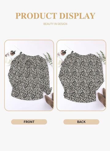 Eytino Women Plus Size Boho Floral Printed Tops Casual V Neck Long Sleeve Drawstring Blouses Shirts(1X-5X) in Saudi Arabia