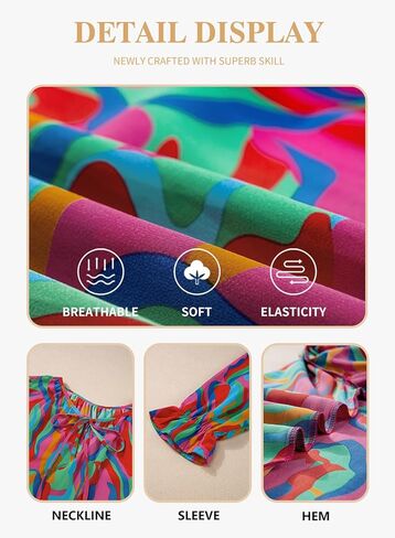 Eytino Women Plus Size Boho Floral Printed Tops Casual V Neck Long Sleeve Drawstring Blouses Shirts(1X-5X) in Kuwait