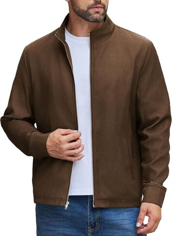 COOFANDY Men's Lightweight Zip Up Jacket Stand Collar Jacket Casual Light Golf Jackets with Pocket in Saudi Arabia
