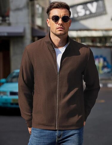 COOFANDY Men's Lightweight Zip Up Jacket Stand Collar Jacket Casual Light Golf Jackets with Pocket in Saudi Arabia