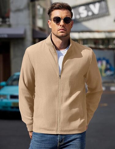 COOFANDY Men's Lightweight Zip Up Jacket Stand Collar Jacket Casual Light Golf Jackets with Pocket in Saudi Arabia