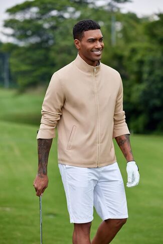COOFANDY Men's Lightweight Zip Up Jacket Stand Collar Jacket Casual Light Golf Jackets with Pocket in Saudi Arabia