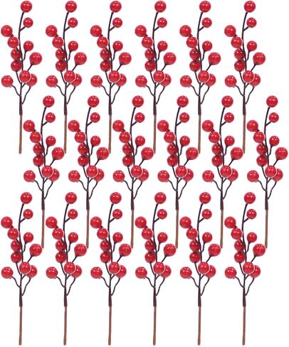 18 Pack Artificial Holly Red Berry Stems 7 inch Christmas Red Berry Picks Holly Berry Branches for Christmas Tree Decorations DIY Crafts Xmas Ornaments Wedding Holiday Home Decor in Saudi Arabia