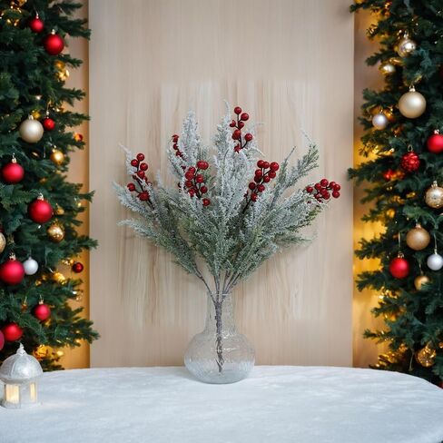 18 Pack Artificial Holly Red Berry Stems 7 inch Christmas Red Berry Picks Holly Berry Branches for Christmas Tree Decorations DIY Crafts Xmas Ornaments Wedding Holiday Home Decor in Saudi Arabia