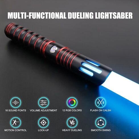 Light Saber, Heavy Metal Hilt RGB Dueling Pro Light Sabers, Motion Control 12 Colors and 16 Sound Fonts Smooth Swing Force FX Lightsaber, Lightsabers for Adults for Halloween Party Cosplay Props in Saudi Arabia