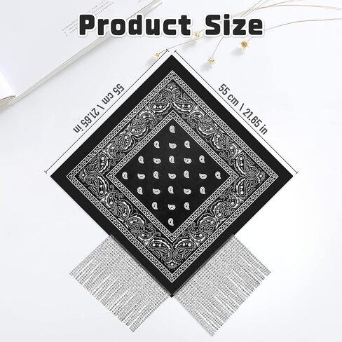 OYANIMO Disco Fringed Bandana 2 Pcs Cowgirl Bachelorette Bandanas Sparkly Rhinestone Fringe Bandanas for Women Men Western in Saudi Arabia