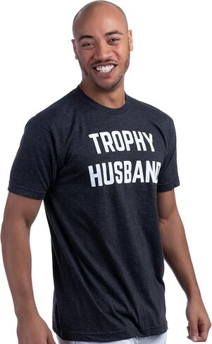 Trophy Husband | Funny Hubby Dad Joke Groom Humor Marriage Anniversary Men's Saying T-Shirt in Saudi Arabia
