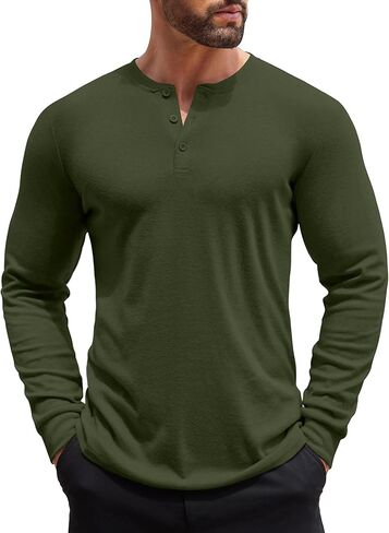 COOFANDY Men's Henley Shirts Long Sleeve Button T-Shirt Lightweight Fashion Casual Pullover Shirt in Saudi Arabia