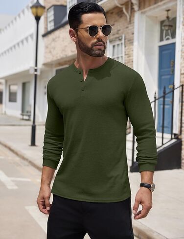 COOFANDY Men's Henley Shirts Long Sleeve Button T-Shirt Lightweight Fashion Casual Pullover Shirt in Saudi Arabia