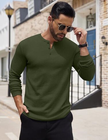 COOFANDY Men's Henley Shirts Long Sleeve Button T-Shirt Lightweight Fashion Casual Pullover Shirt in Saudi Arabia