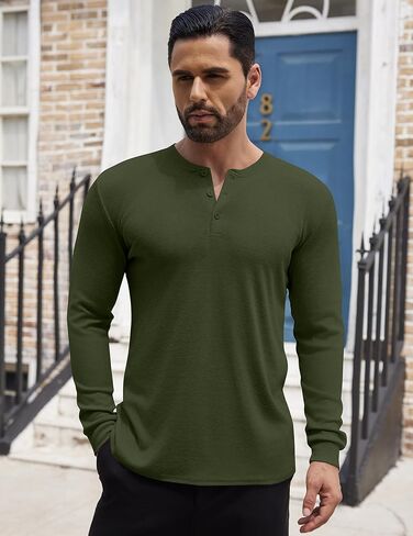 COOFANDY Men's Henley Shirts Long Sleeve Button T-Shirt Lightweight Fashion Casual Pullover Shirt in Saudi Arabia