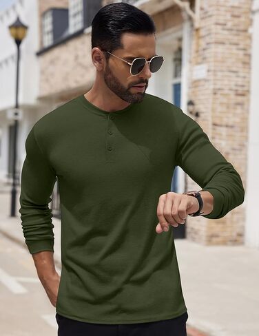 COOFANDY Men's Henley Shirts Long Sleeve Button T-Shirt Lightweight Fashion Casual Pullover Shirt in Saudi Arabia
