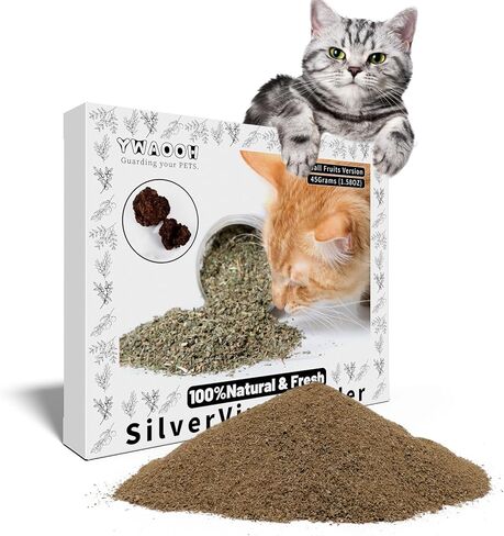 Cat Toys - Silvervine Powder 75g with 5 Little Pouches (Upgrade), Catnip Alternative, 100% Natural Silver Vine Gall Fruit Powder, Matatabi Cat Toy, Suitable for All Cat Ages in Kuwait