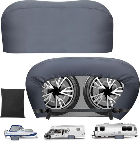 K-Musculo RV Tire Covers, Dual Axle Tire Cover, 2 Pack RV Wheel Cover Fits 27"-29" Dia Tires, Suitable for, RV, Truck, Trailer,Buckle (Grey) 2025 in Kuwait