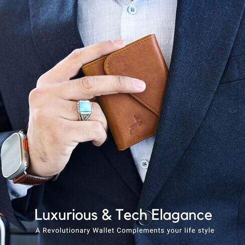 Deerhandamde Wallets for Men | Minimalist Leather Wallet for Men | Handcrafted men wallet with Magnetic closer | 9- 12 Card Holder men's wallet | Mens Wallet | RFID wallet for men | with Gift Box in Saudi Arabia