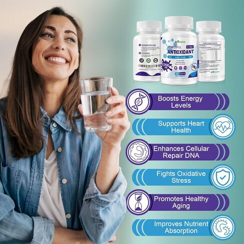 10-in-1 Antioxidants Supplement, 1700MG Super Antioxidant for Women and Men, Powerful Antioxidants with NAD, NMNH,Coq10, Cell Repair & Reducing Free Radical Damage, 60 Capsules in Saudi Arabia