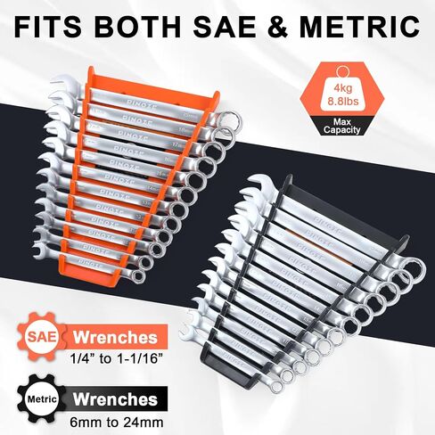 4-Pack Magnetic Wrench Organizer, 48-Slot Wrench Rack Tool Trays, Durable ABS Wrench Holder for Tool Box Drawer Chest, SAE (1/4" to 1-1/16") & Metric (6 to 24mm) in Saudi Arabia