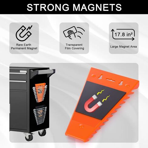 4-Pack Magnetic Wrench Organizer, 48-Slot Wrench Rack Tool Trays, Durable ABS Wrench Holder for Tool Box Drawer Chest, SAE (1/4" to 1-1/16") & Metric (6 to 24mm) in Saudi Arabia