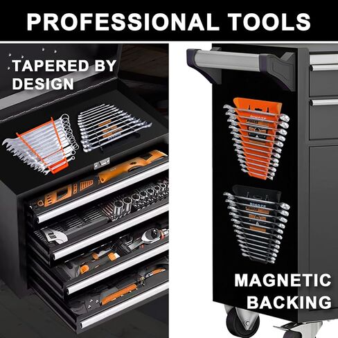 4-Pack Magnetic Wrench Organizer, 48-Slot Wrench Rack Tool Trays, Durable ABS Wrench Holder for Tool Box Drawer Chest, SAE (1/4" to 1-1/16") & Metric (6 to 24mm) in Saudi Arabia