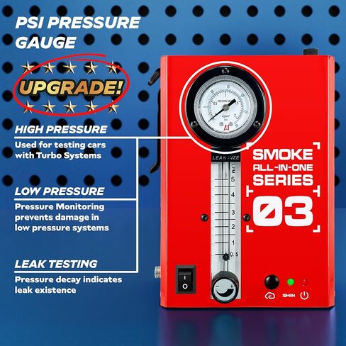 *2025 Upgrade Model* Automotive Smoke Machine - EVAP Leak Detector with Built-in Air Compressor - Model 03 Plus – EVAP Vacuum Exhaust Smoke Detector Tools Kit - Red in Saudi Arabia