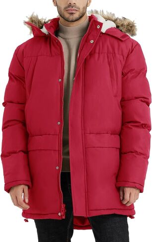 Men's Long Winter Hooded Jacket Warm Windproof Puffy Coat Padded Thicken Parka Jackets in Saudi Arabia