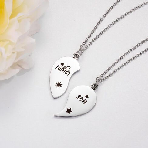 Yonhon Father Son Necklace for 2,Dad Son Matching Necklace Set for 2 in Kuwait